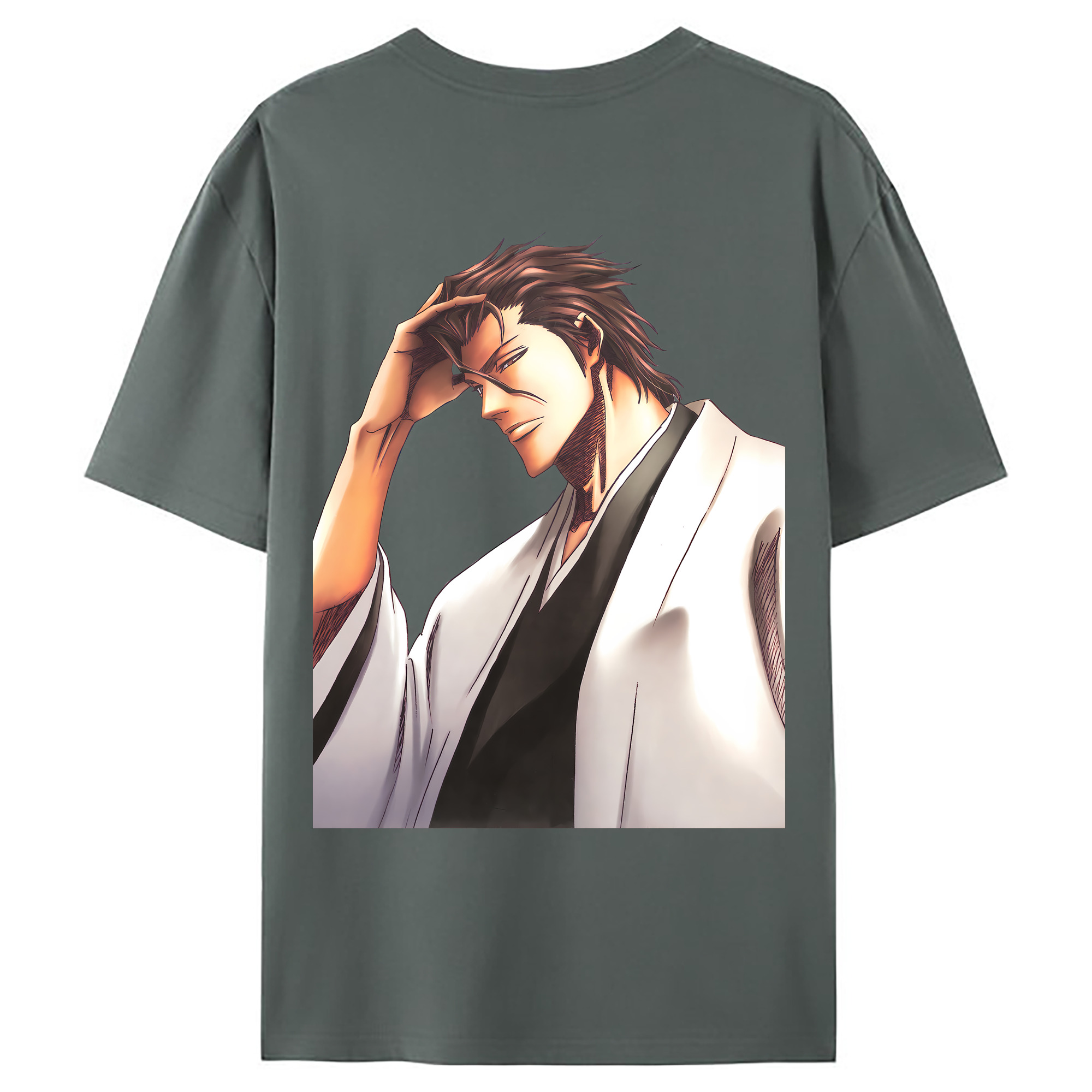 （画像用） ブリーチ 藍染 惣右介（あいぜん そうすけ） BLEACH Aizen Sousuke 綿100％ メンズ半袖Tシャツ（バックプリント） 通気性